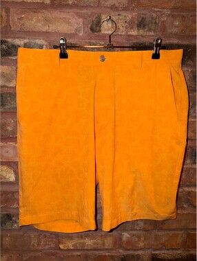 Peter Millar Crown Crafted Orange Men's 36 Golf Shorts Performance Skull Tree